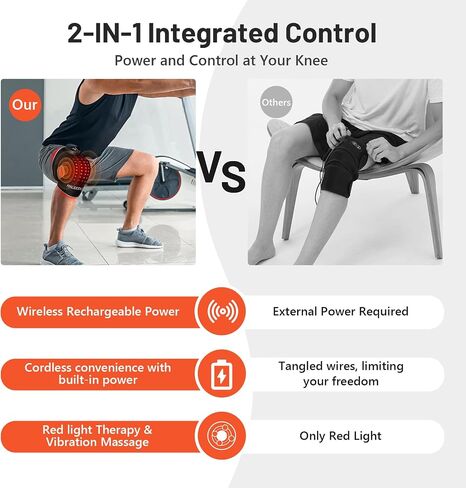 Red Light Therapy & Vibration Massage Knee Brace - Wireless Rechargeable Controller, 660nm & 850nm Red Light Therapy Heated Device for Knee/Joint/Elbow/Shoulder. in Kuwait