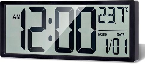 Maxstar Large Digital Wall Clock, 16" Digital Clock Battery Operated with Date and Temperature, 12/24H, Seconds, Alarm, DST, Desktop/Wall Mounted for Home, Office, Bedroom in Saudi Arabia