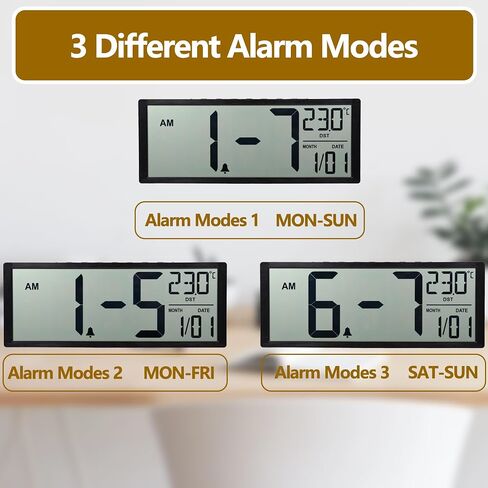 Maxstar Large Digital Wall Clock, 16" Digital Clock Battery Operated with Date and Temperature, 12/24H, Seconds, Alarm, DST, Desktop/Wall Mounted for Home, Office, Bedroom in Saudi Arabia