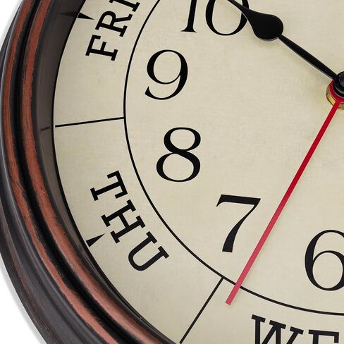Foxtop Day of The Week Wall Clock for Seniors, 14 Inch Classic Silent Day Wall Clock for Office Home, Ideal Retirement Gift for Men & Women (Bronze) in Saudi Arabia