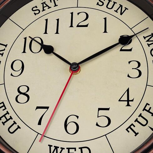 Foxtop Day of The Week Wall Clock for Seniors, 14 Inch Classic Silent Day Wall Clock for Office Home, Ideal Retirement Gift for Men & Women (Bronze) in Saudi Arabia