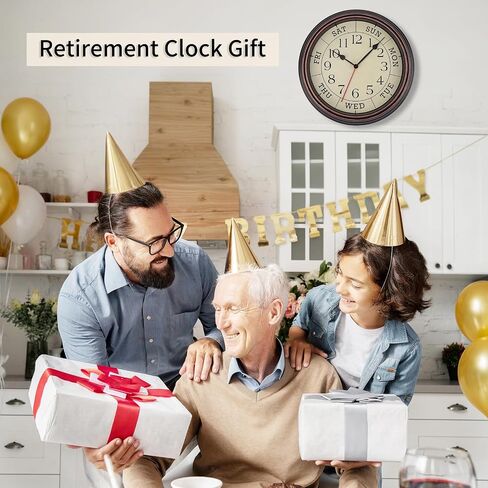 Foxtop Day of The Week Wall Clock for Seniors, 14 Inch Classic Silent Day Wall Clock for Office Home, Ideal Retirement Gift for Men & Women (Bronze) in Saudi Arabia