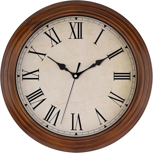 Foxtop Wood Wall Clock 14 Inch Silent Non-Ticking Battery Operated Large Retro Wooden Clock Decorative for Living Room Bedroom Kitchen Home Office in Saudi Arabia