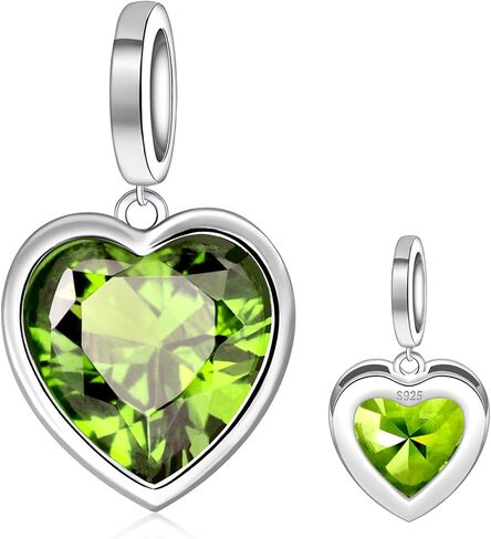 Heart Birthstone Charms for Bracelet - 925 Sterling Silver Birth Stone Bead Charm for Bracelets and Necklaces Birthday Christmas Jewelry Gifts for Women Mother Wife in Saudi Arabia