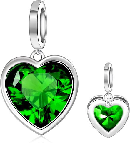Heart Birthstone Charms for Bracelet - 925 Sterling Silver Birth Stone Bead Charm for Bracelets and Necklaces Birthday Christmas Jewelry Gifts for Women Mother Wife in Saudi Arabia