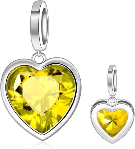 Heart Birthstone Charms for Bracelet - 925 Sterling Silver Birth Stone Bead Charm for Bracelets and Necklaces Birthday Christmas Jewelry Gifts for Women Mother Wife in Saudi Arabia
