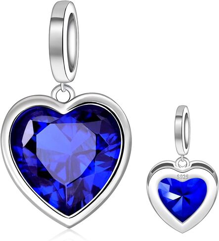 Heart Birthstone Charms for Bracelet - 925 Sterling Silver Birth Stone Bead Charm for Bracelets and Necklaces Birthday Christmas Jewelry Gifts for Women Mother Wife in Saudi Arabia