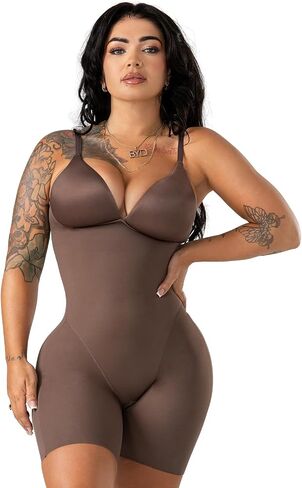 Snatched Body Tummy Control Shapewear Bodysuit Full Body with Built in Cups | Soft Control for Women Caramel in Saudi Arabia