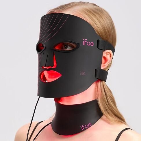 IFAE Red Light Therapy for Face and Neck, Red Light Therapy Mask with 850nm Infrared (NIR) Portable Led Face Mask with Eye Protection and Remote for True Anti-Wrinkles Skincare at Home Pink in Saudi Arabia