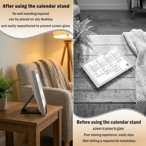 Stand for Skylight Calendar Max 27 Inch,Desktop Display Holder for Skylight Calendar 2 and 15 Inch,No Drill & Tool-Free Mounting Base,Digital Calendar Display Holder with Portrait & Landscape,Perfect Alternative to Wall Mount in Saudi Arabia