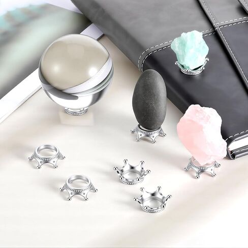 10 Pcs Crystal Ball Stand, Sphere Stand Sphere Holder Crystal Spheres Holder Egg Stands for Display Mini Crown Lensball Base Metal Crystals Ball Holders for Balls,Tennis, Marbles, Collections in Kuwait