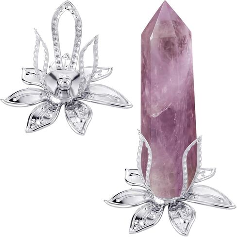 Hicarer 2 Pcs Boho Flower Silver Metal Sphere Display Stand Crystal Ball Display Stand with Crystal Accents, Decorative Gemstone Orb Pedestal Base for Healing Stones, Home Decor, and Collectibles in Kuwait