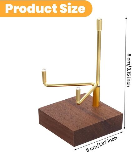 Sibba Adjustable Metal Arms Display Stand with Walnut Base Small Display Easel Holder Crystal Displays Stand Home Décor Accents Rack for Geodes Fossils Rocks Small Plates Photos (3.15x1.97x0.59 in) in Kuwait