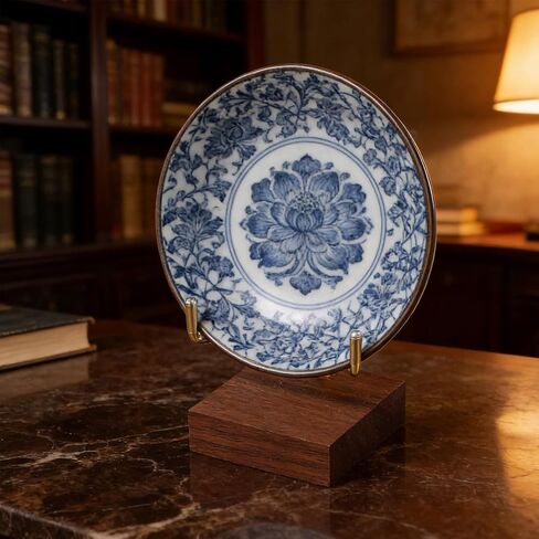 Sibba Adjustable Metal Arms Display Stand with Walnut Base Small Display Easel Holder Crystal Displays Stand Home Décor Accents Rack for Geodes Fossils Rocks Small Plates Photos (3.15x1.97x0.59 in) in Kuwait