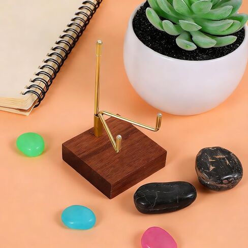 Sibba Adjustable Metal Arms Display Stand with Walnut Base Small Display Easel Holder Crystal Displays Stand Home Décor Accents Rack for Geodes Fossils Rocks Small Plates Photos (3.15x1.97x0.59 in) in Kuwait