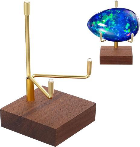 Sibba Adjustable Metal Arms Display Stand with Walnut Base Small Display Easel Holder Crystal Displays Stand Home Décor Accents Rack for Geodes Fossils Rocks Small Plates Photos (3.15x1.97x0.59 in) in Kuwait