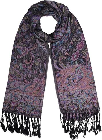 Paisley Shawl Wrap with Fringe Women Rave Scarf Soft Silky Hijab Vintage Jacquard Scarf for Evening Wedding Party in Saudi Arabia
