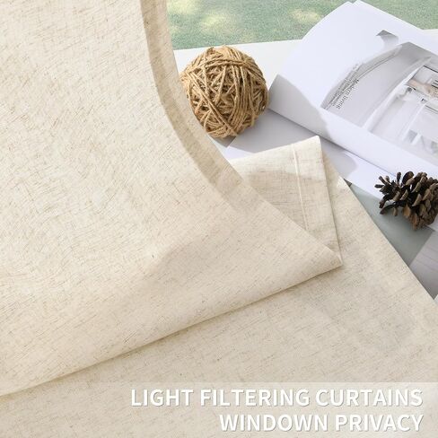 Guken Pinch Pleated Linen Curtains 96 Inch Length 2 Panels for Living Room Bedroom Natural Cream Boho Ceiling to Floor Farmhouse Window Privacy Light Filtering Semi Sheer Drapes Beige Ivory 40x96 8FT in Saudi Arabia