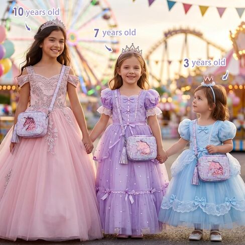 COSHAYSOO Kids Sling Bag Girls Purse Birthday Present for Age 2 3 4 5 6 7 8 Toddler Small Crossbody Purse with Tassel Zipper Magical Unicorn Quicksand Pattern Pouch in Saudi Arabia