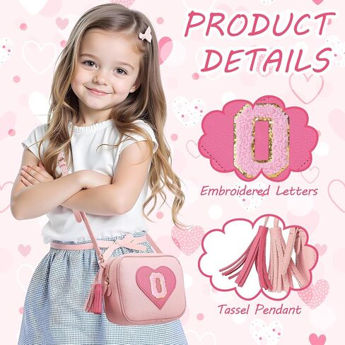 Personalized Initial Girls Purse Crossbody Bag with Tassel Novelty Wallet for Kids Shoulder Purse Birthday Gift for 2-10 Year Old-O in Saudi Arabia