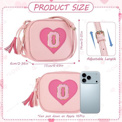 Personalized Initial Girls Purse Crossbody Bag with Tassel Novelty Wallet for Kids Shoulder Purse Birthday Gift for 2-10 Year Old-O in Saudi Arabia