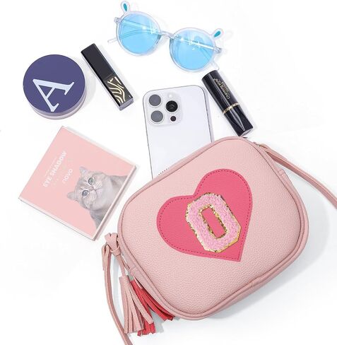 Personalized Initial Girls Purse Crossbody Bag with Tassel Novelty Wallet for Kids Shoulder Purse Birthday Gift for 2-10 Year Old-O in Saudi Arabia