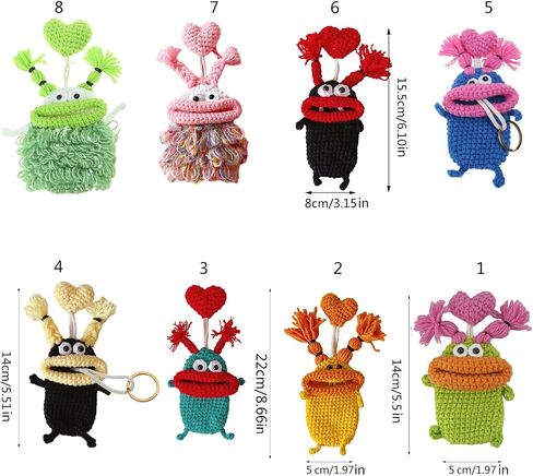 Cartoon Keychains Pouches Pull Type Keys Bag Sausage Mouth Monsters Holder Hand Knitting Wallets Organizers Accessories in Saudi Arabia