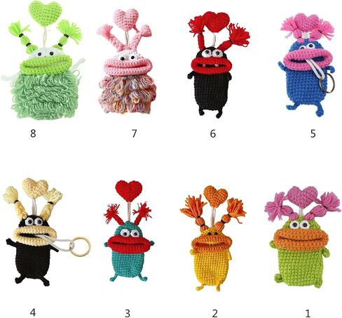 Cartoon Keychains Pouches Pull Type Keys Bag Sausage Mouth Monsters Holder Hand Knitting Wallets Organizers Accessories in Saudi Arabia