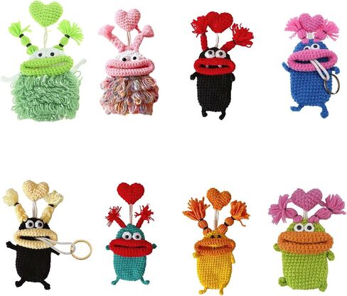 Cartoon Keychains Pouches Pull Type Keys Bag Sausage Mouth Monsters Holder Hand Knitting Wallets Organizers Accessories in Saudi Arabia