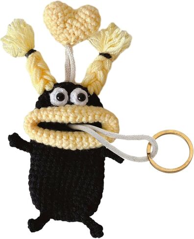 Cartoon Keychains Pouches Pull Type Keys Bag Sausage Mouth Monsters Holder Hand Knitting Wallets Organizers Accessories in Saudi Arabia