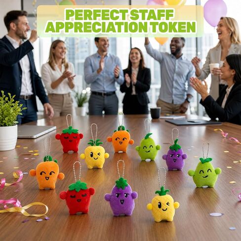 20Pcs Positive Plush Keychains Bulk, Funny Fruit Stuffed End of The Year Gifts, Cute Strawberry Pear Pineapple Carrot Eggplant Adorable Workplace Gifts Coworker Employee Appreciation Team Event Favors in Saudi Arabia