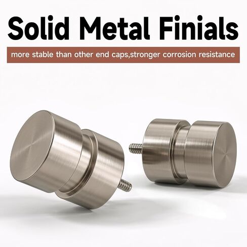 Brushed Nickel Curtain Rods with Solid Metal Finials 66 to 120 Inches Adjustable Heavy Duty 1 Inch Silver Curtain Rod for Windows, Modern Decorative Style for Bedroom Kitchen Living Room in Saudi Arabia