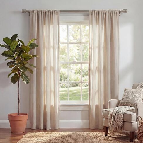 Brushed Nickel Curtain Rods with Solid Metal Finials 66 to 120 Inches Adjustable Heavy Duty 1 Inch Silver Curtain Rod for Windows, Modern Decorative Style for Bedroom Kitchen Living Room in Saudi Arabia