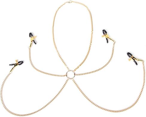 Adjustable Metal Clamps Stainless Steel Body Chain with Necklace for Women Fake Nipple Rings Non Piercing Body Jewelry in Saudi Arabia