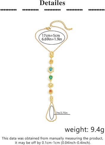 MODRSA Gold Hand Chain Bracelets for Women Dainty Gold Ring Bracelet Hand Chain Link Chains Colorful Cubic Zircon Bracelet Jewelry Gorgeous Trendy Gift for Mother Wedding Vacation Party Accessories in Kuwait