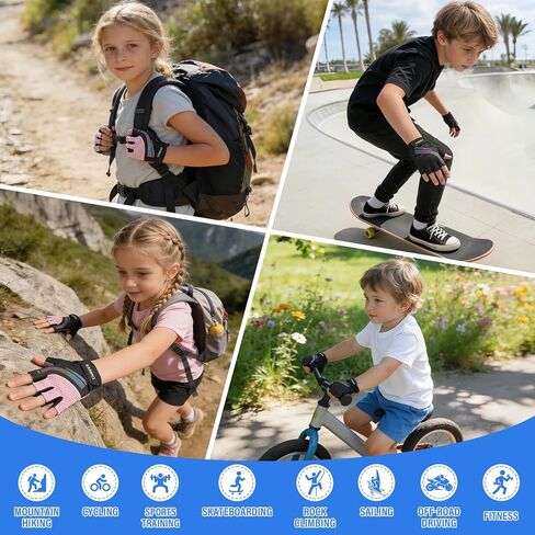 Kids Cycling Gloves for Boys Girls Half Finger Breathable Non-Slip Bike Gloves with Padded for Balance Bike Mountain BMX Scooter Outdoor Sports in Saudi Arabia