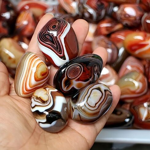 100g Natural Agate Tumbled Stones, Assorted Banded Patterns Polished Gemstones 0.4-0.8 Inch, for Home Decor Planters Aquarium Accents Jewelry Making Supplies in Kuwait