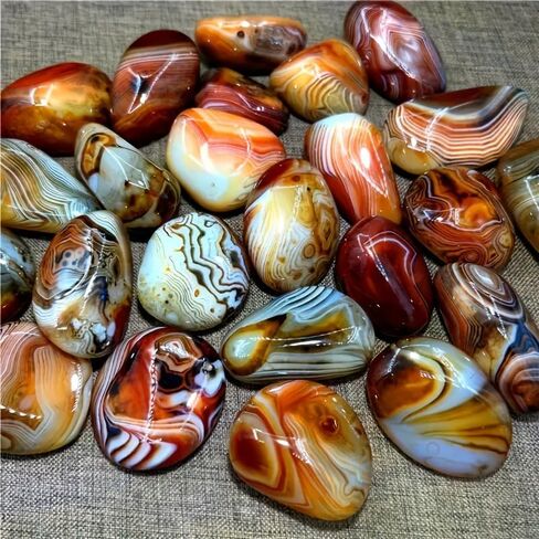 100g Natural Agate Tumbled Stones, Assorted Banded Patterns Polished Gemstones 0.4-0.8 Inch, for Home Decor Planters Aquarium Accents Jewelry Making Supplies in Kuwait