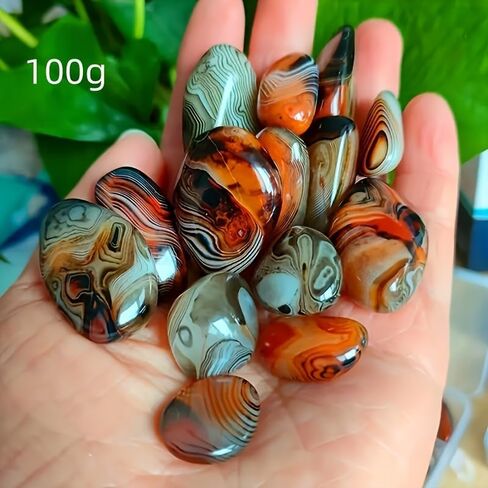 100g Natural Agate Tumbled Stones, Assorted Banded Patterns Polished Gemstones 0.4-0.8 Inch, for Home Decor Planters Aquarium Accents Jewelry Making Supplies in Kuwait