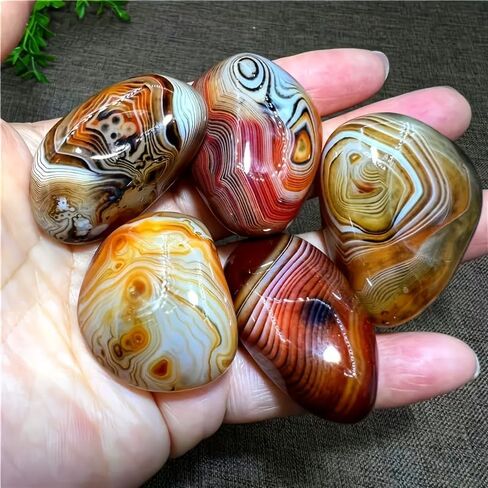 100g Natural Agate Tumbled Stones, Assorted Banded Patterns Polished Gemstones 0.4-0.8 Inch, for Home Decor Planters Aquarium Accents Jewelry Making Supplies in Kuwait