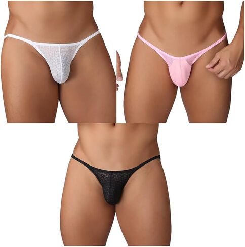 Lace Briefs Men's Low-rise Sexy See Through Mesh G-String Underwear Mini Underpants Bikini in Saudi Arabia
