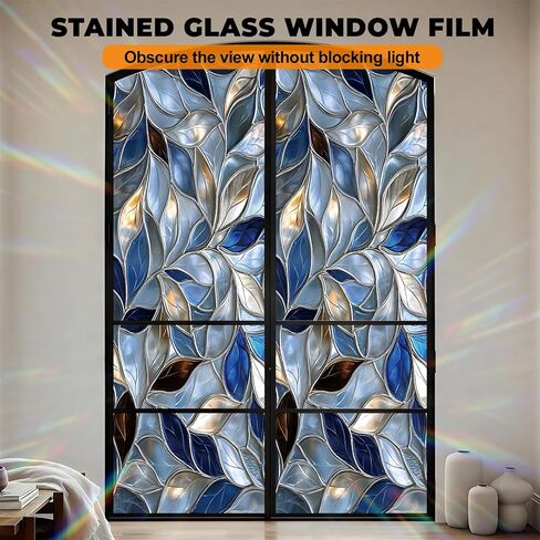 Window Privacy Film Frosted Glass Window Sticker Window Film Static Glass Cling Tint Non-Adhesive for Home Door Decorative Frosting Cover 17.5 X 78.7 inch in Saudi Arabia