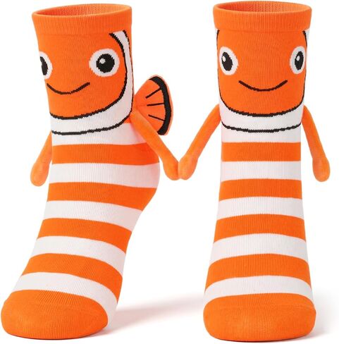 Funny Fish Magnetic Socks That Holding Hand for Women Men Novelty Wacky Animal Socks for Adults Xmas Gag Gifts in Saudi Arabia