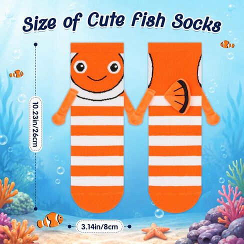 Funny Fish Magnetic Socks That Holding Hand for Women Men Novelty Wacky Animal Socks for Adults Xmas Gag Gifts in Saudi Arabia