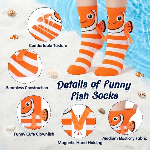 Funny Fish Magnetic Socks That Holding Hand for Women Men Novelty Wacky Animal Socks for Adults Xmas Gag Gifts in Saudi Arabia