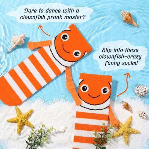 Funny Fish Magnetic Socks That Holding Hand for Women Men Novelty Wacky Animal Socks for Adults Xmas Gag Gifts in Saudi Arabia
