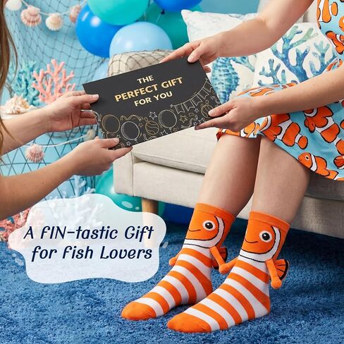 Funny Fish Magnetic Socks That Holding Hand for Women Men Novelty Wacky Animal Socks for Adults Xmas Gag Gifts in Saudi Arabia