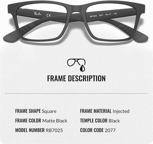 Ray-Ban RB7025 Square Shape Injected Eyeglasses with Official Eyewear Kit in Kuwait