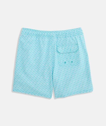 vineyard vines Boys' Printed Piped Chappy Swim Trunks, Puzzle Turq, S in Kuwait