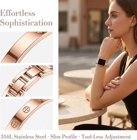 Slim Bands Compatible with Apple Watch 38mm 40mm 41mm 42mm 44mm 45mm 46mm 49mm for Women, Thin Stainless Steel Metal Strap Bracelet for iWatch Series 11 10 9 8 7 SE Ultra in Kuwait